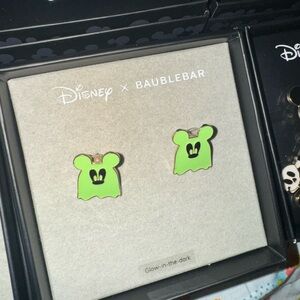 NIB Disney BaubleBar Green Mickey Mouse Ghost glow in the dark Earrings